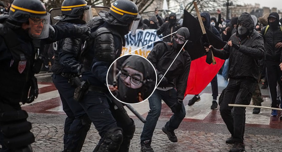 Jean-Paul Delevoye aperçu en black bloc et en CRS à la manifestation
